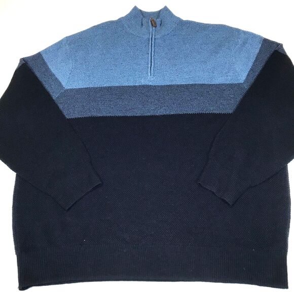 Dockers 1/4 Zip Pullover Sweater Men's Size XXL Long Sleeve Blue Knit New Light - Picture 1 of 9